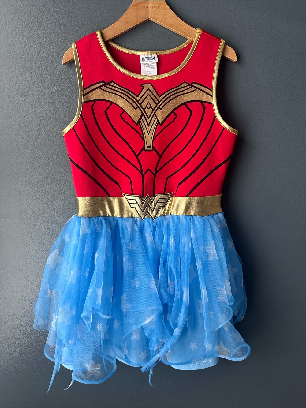 Wonder Woman Girl Red and Blue Tutu Costume Dress size 10 12 youth halloween